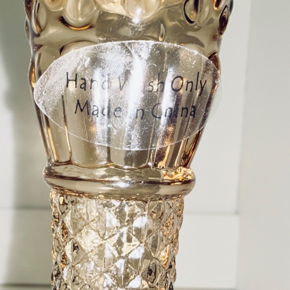 Cupcakes & Cashmere Glass Candlesticks Taper Holders  7" in Champagne Amber NEW - Picture 12 of 13